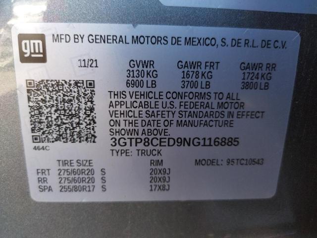 2022 GMC SIERRA LIM 3GTP8CED9NG116885