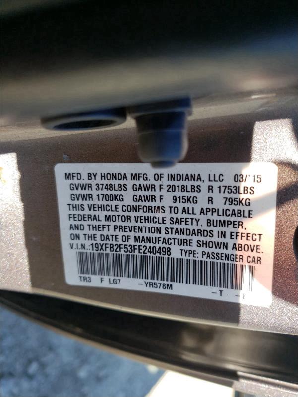2015 HONDA CIVIC LX 19XFB2F53FE240498