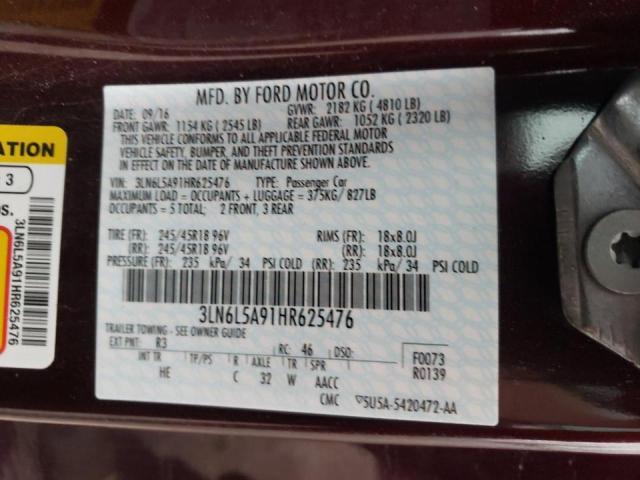 2017 LINCOLN MKZ PREMIE 3LN6L5A91HR625476