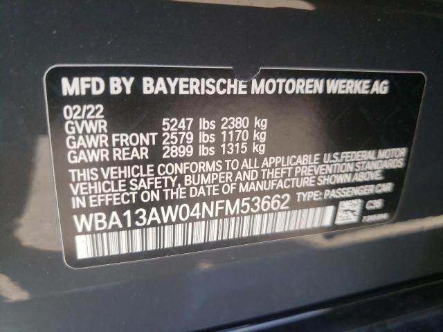 2022 BMW M440XI GRA WBA13AW04NFM53662