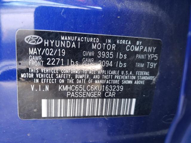 2019 HYUNDAI IONIQ BLUE - KMHC65LC6KU163239