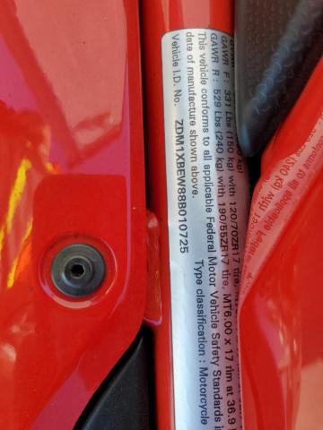 2008 DUCATI 1098 BASE ZDM1XBEW88B010725