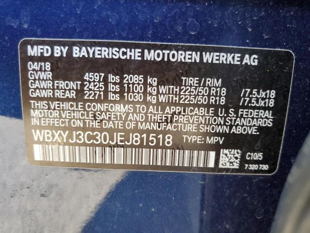 2018 BMW X2 SDRIVE2 WBXYJ3C30JEJ81518