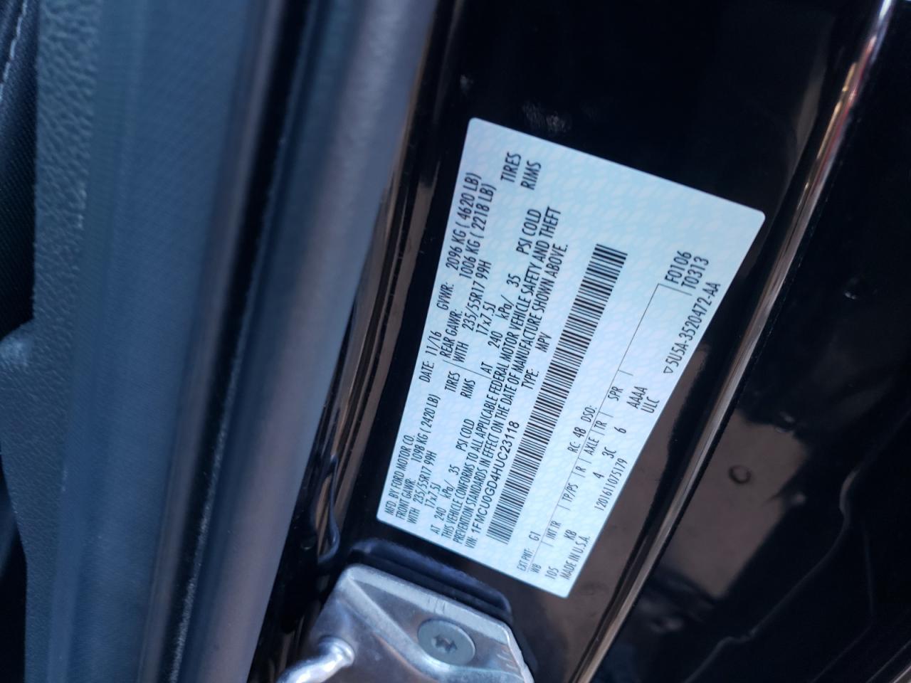 1FMCU0GD4HUC23118 FORD ESCAPE 2017
