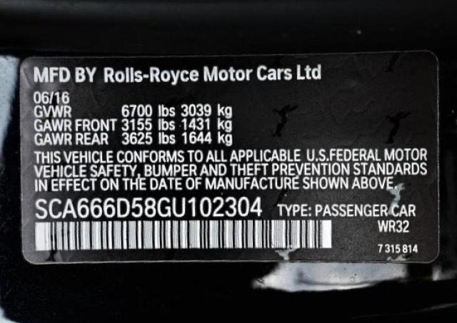 2016 ROLLS-ROYCE DAWN SCA666D58GU102304