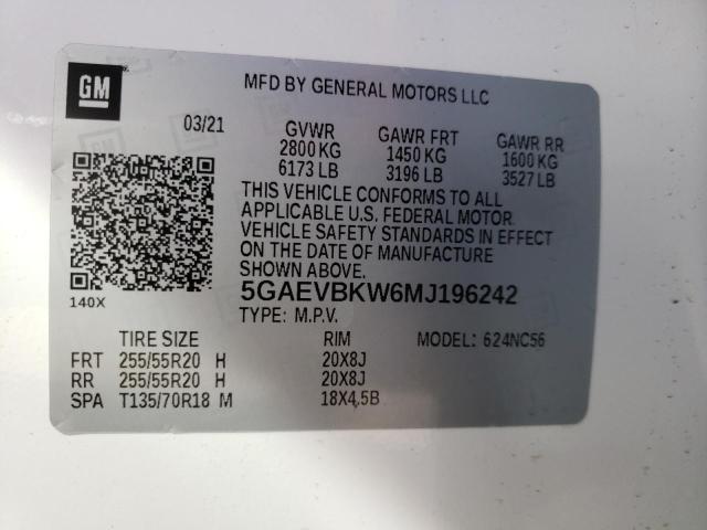 2021 BUICK ENCLAVE PR 5GAEVBKW6MJ196242