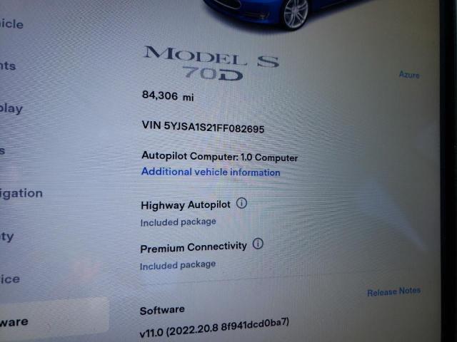2015 TESLA MODEL S 70 5YJSA1S21FF082695