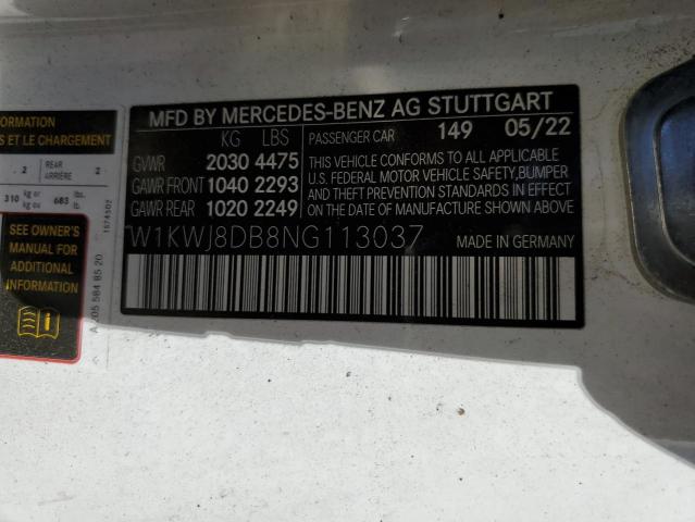 W1KWJ8DB8NG113037 Mercedes-Benz C 300
