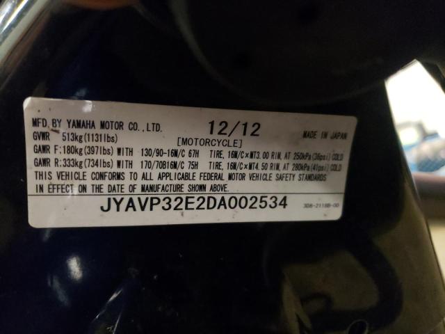 2013 YAMAHA XVS1300 CT JYAVP32E2DA002534