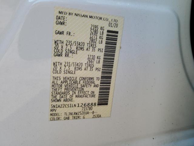 2020 NISSAN MURANO SL 5N1AZ2CS1LN126888