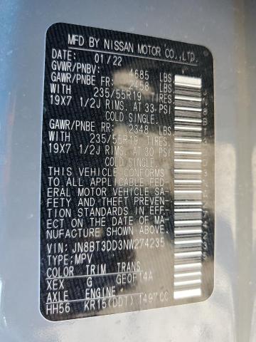 2022 NISSAN ROGUE PLAT JN8BT3DD3NW274235