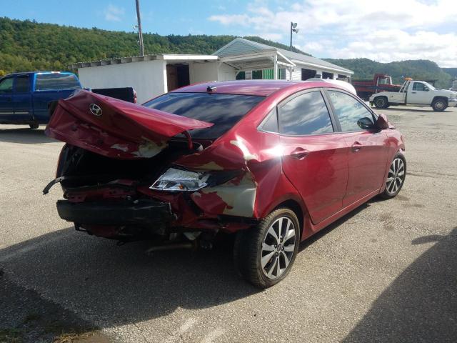 VIN: KMHCT4AE6HU379186 Auction: COPART Lot: 59327652 Location: MA - WEST WARREN KMHCT4AE6HU379186 HYUNDAI ACCENT 2017 RED Photo 4