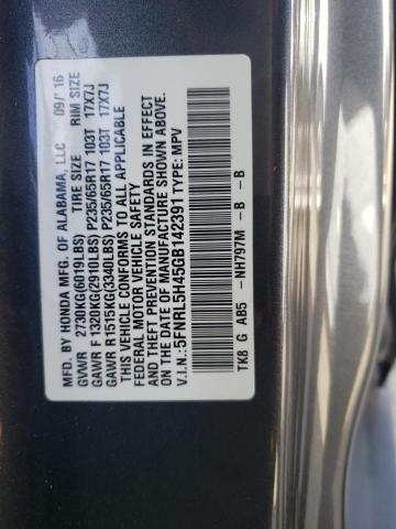 5FNRL5H45GB142391 2016 HONDA ODYSSEY, photo no. 10