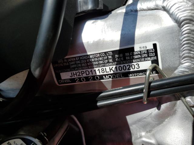 2020 HONDA CRF450 L JH2PD1118LK100203