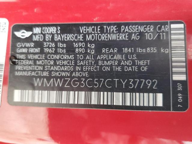WMWZG3C57CTY37792 Mini Cooper S Clubman