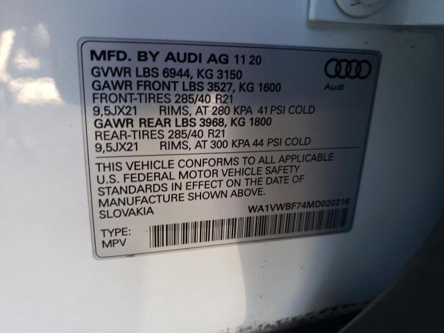 2021 AUDI SQ7 PRESTI WA1VWBF74MD020216