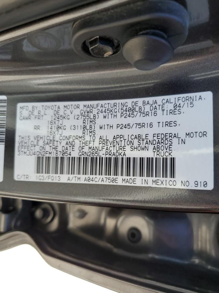 2015 Toyota Tacoma Double Cab Prerunner VIN: 3TMJU4GN2FM187054 Lot: 82834913