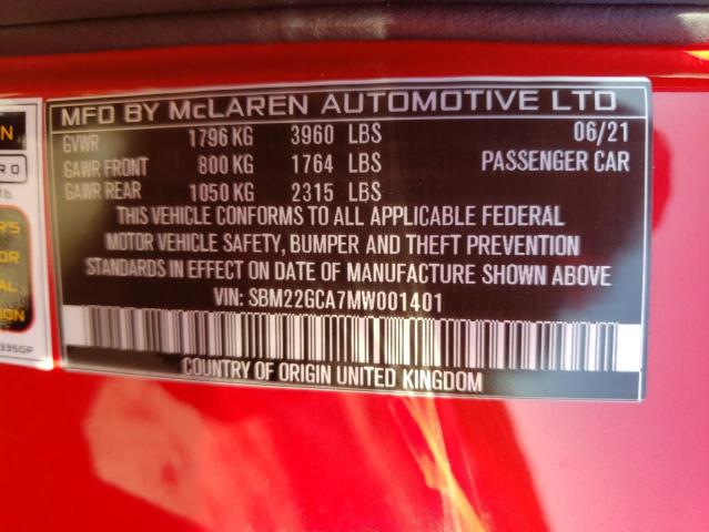 2021 MCLAREN AUTOMOTIVE GT SBM22GCA7MW001401