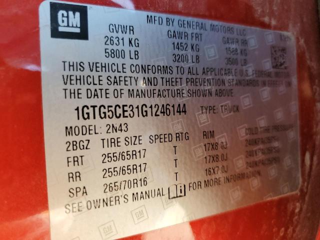 1GTG5CE31G1246144 GMC CANYON SLE