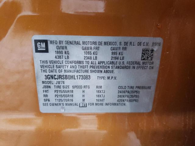 2017 CHEVROLET TRAX PREMI 3GNCJRSB0HL173083