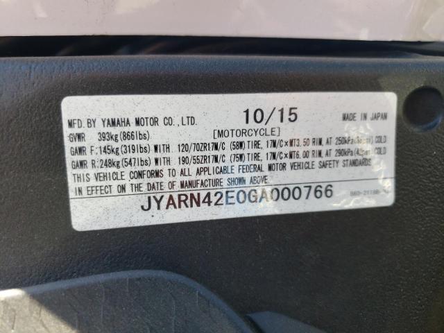 2016 YAMAHA YZFR1S JYARN42E0GA000766