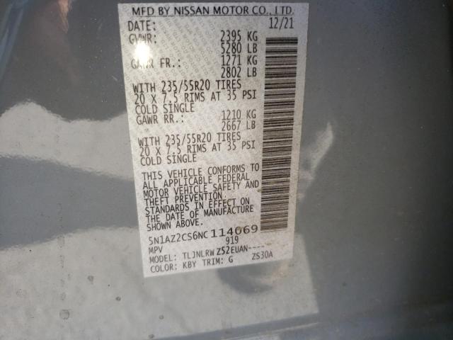 2022 NISSAN MURANO SL 5N1AZ2CS6NC114069