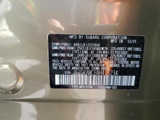 2022 SUBARU FORESTER W JF2SKAMC6NH415234