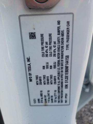 5YJ3E1EB8NF144158 Tesla MODEL 3