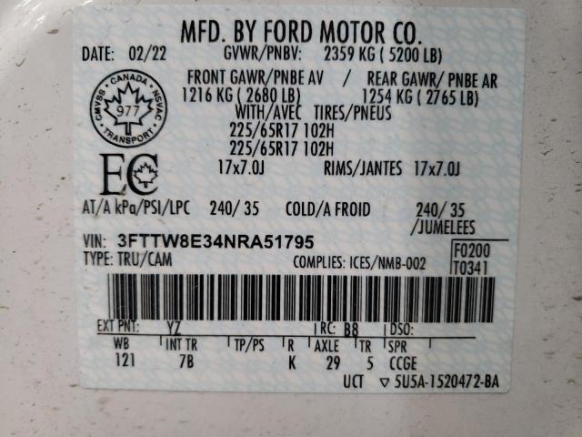 2022 FORD MAVERICK X 3FTTW8E34NRA51795