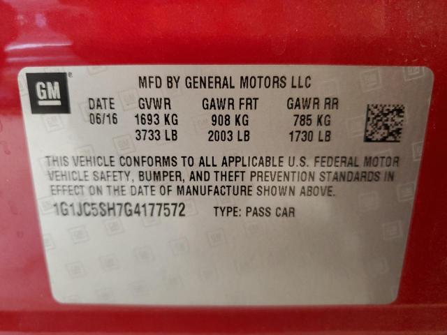 2016 CHEVROLET SONIC LT - 1G1JC5SH7G4177572