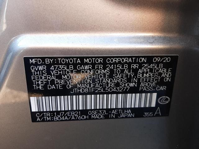 2020 LEXUS IS 300 PRE JTHD81F25L5043277