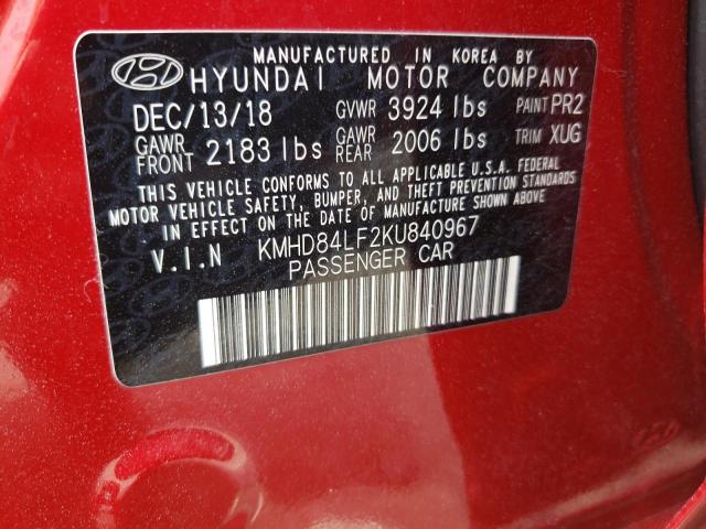 KMHD84LF2KU840967 Hyundai Elantra SE 10