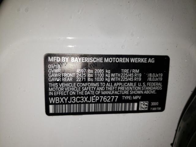 VIN WBXYJ3C3XJEP76277 2018 BMW X2, Sdrive28I no.10