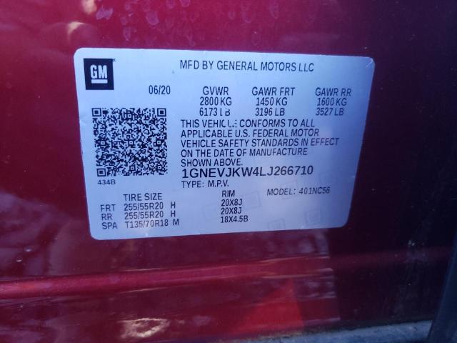 2020 CHEVROLET TRAVERSE R 1GNEVJKW4LJ266710