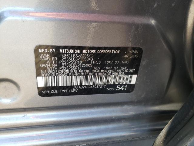 2019 MITSUBISHI OUTLANDER - JA4AD2A32KZ037217