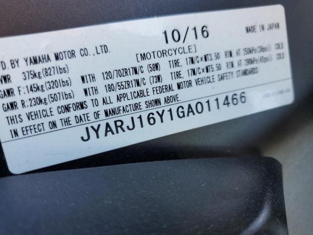 2016 YAMAHA YZFR6 C JYARJ16Y1GA011466