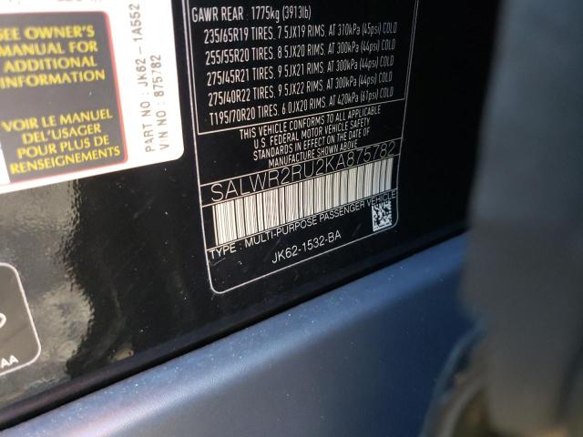 2019 LAND ROVER ROVERSPORT SALWR2RU2KA875782
