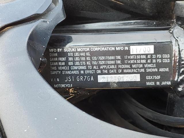 2001 SUZUKI GSX750 F JS1GR7GA212101200