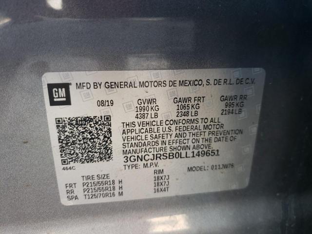 2020 CHEVROLET TRAX PREMI 3GNCJRSB0LL149651