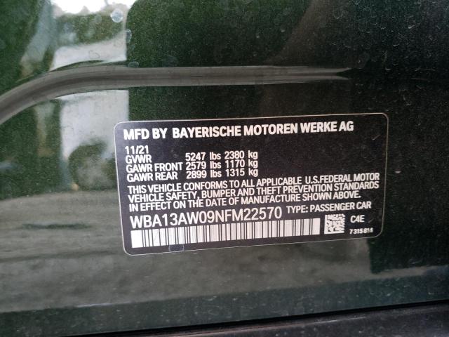 2022 BMW M440XI GRA WBA13AW09NFM22570