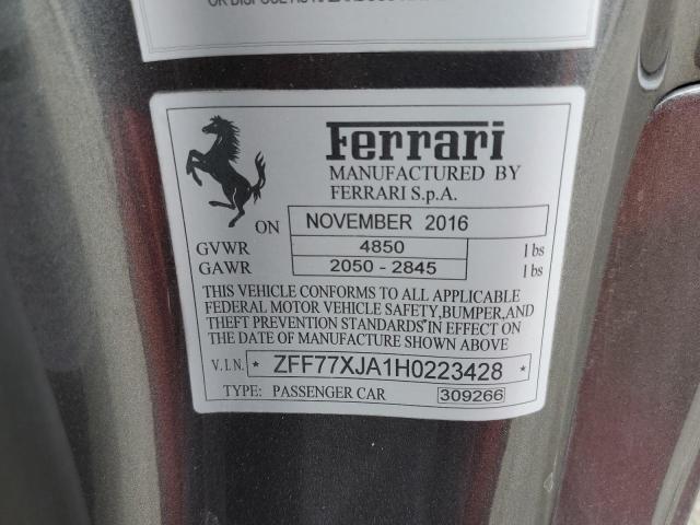 2017 FERRARI CALIFORNIA ZFF77XJA1H0223428