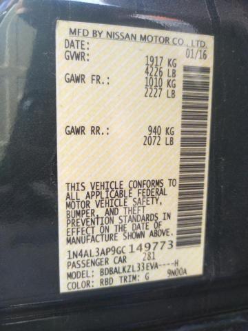 2016 NISSAN ALTIMA 4D 1N4AL3AP9GC149773