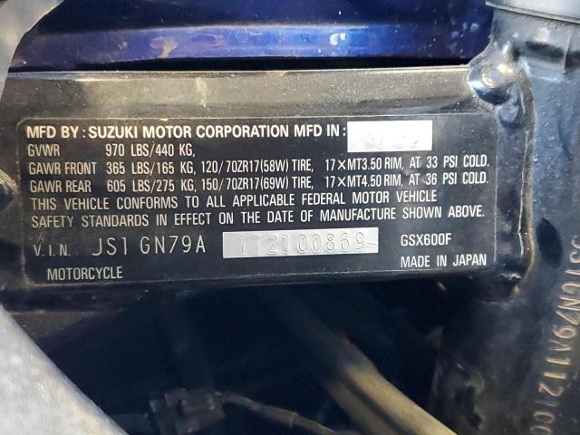 2001 SUZUKI GSX600 F JS1GN79A112100869