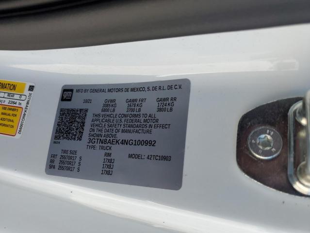 2022 GMC SIERRA LIM 3GTN8AEK4NG100992
