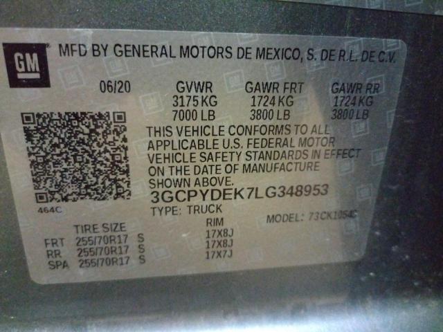 2020 CHEVROLET SLVRD 1500 3GCPYDEK7LG348953