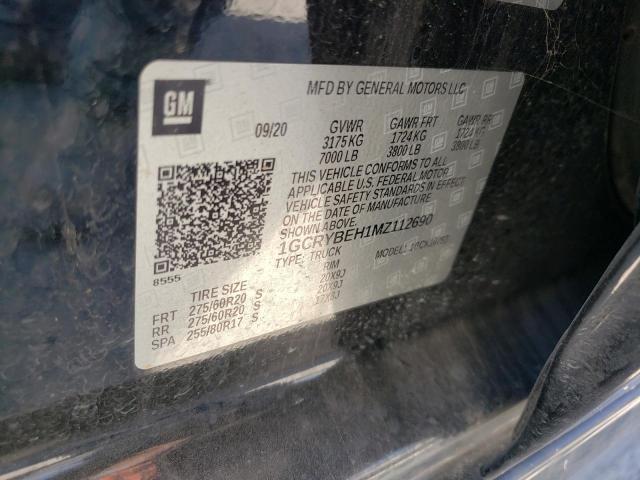2021 CHEVROLET SILVERADO2 1GCRYBEH1MZ112690