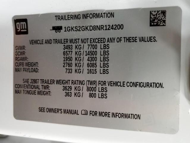2022 GMC YUKON XL K - 1GKS2GKD8NR124200