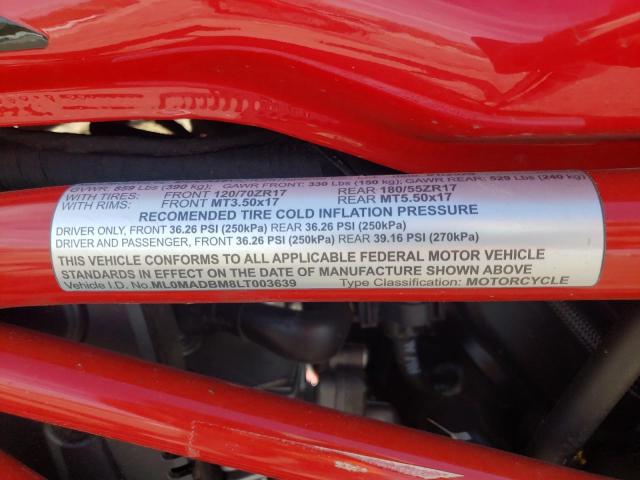 2020 DUCATI MONSTER 79 ML0MADBM8LT003639