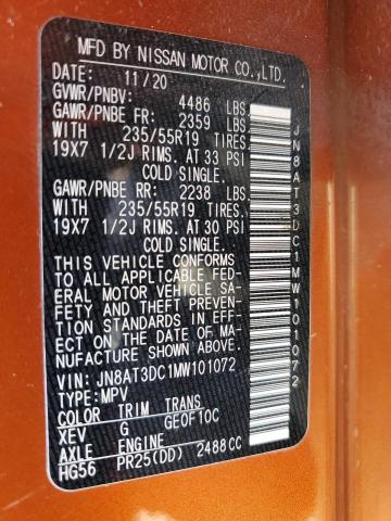 2021 NISSAN ROGUE PLAT JN8AT3DC1MW101072