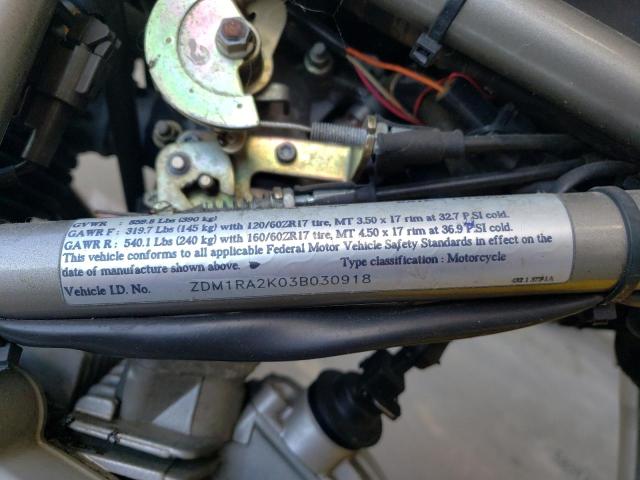 2003 DUCATI M600 ZDM1RA2K03B030918